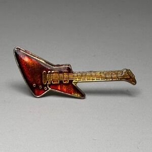 VTG GIBSON EXPLORER Electric Guitar Lapel Pin Brooch Enamel 1.5in Rock & Roll